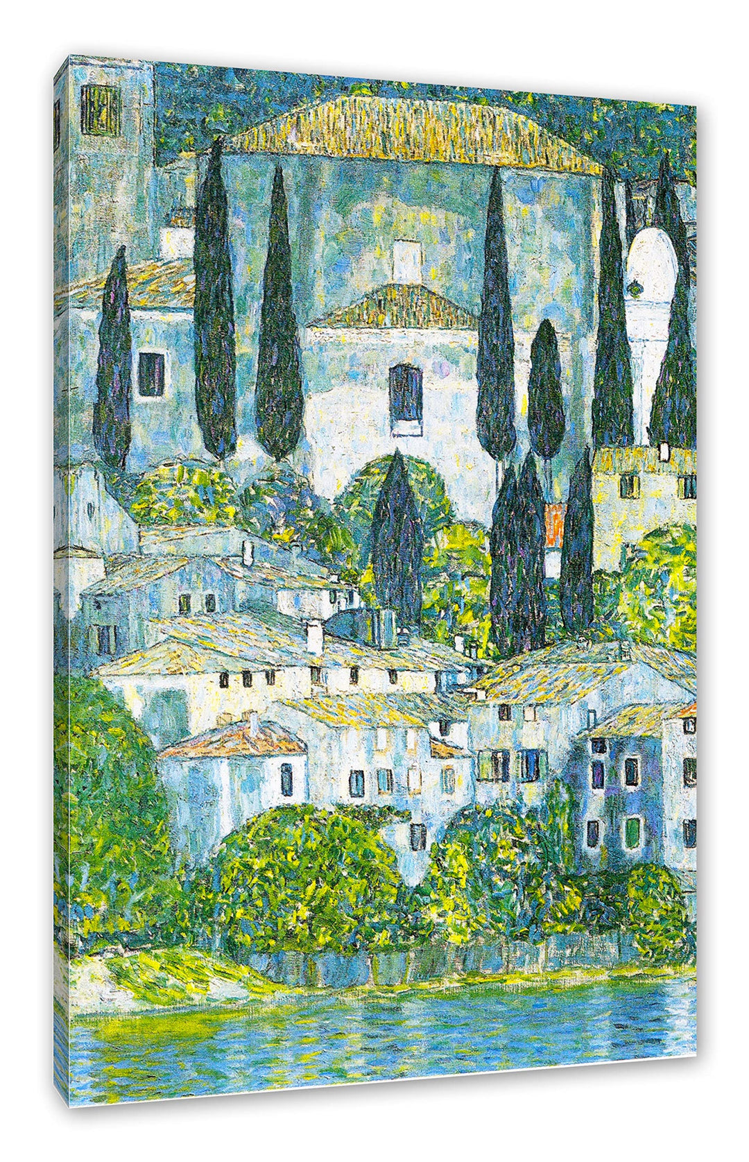 Generisch Gustav Klimt - Kirche in Cassone Landschaft mit Zypressen als Leinwandbild/Grösse: 100x70