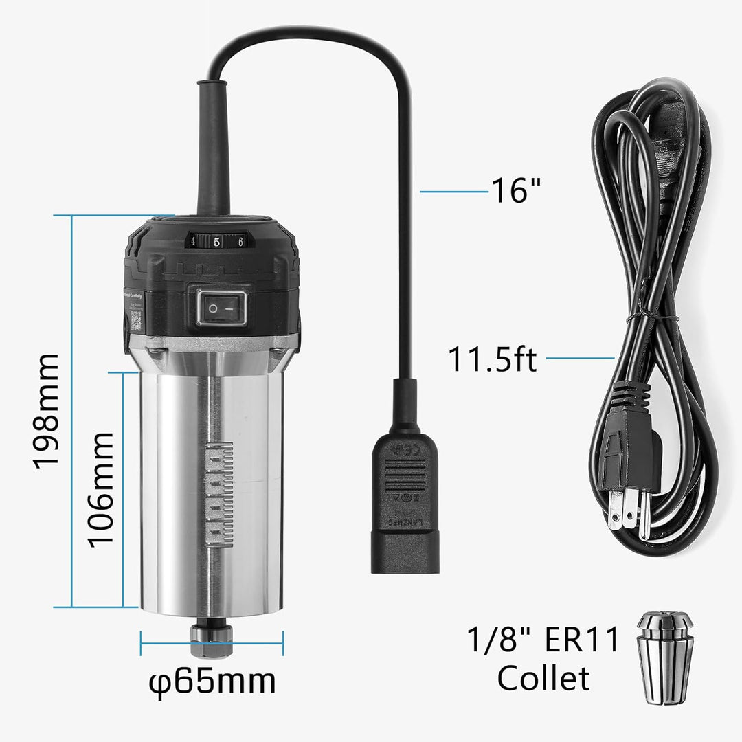 SainSmart 710W Kompakter Router mit 65 mm Durchmesser, 6 variablen Geschwindigkeiten, Handtrimmer-Ro