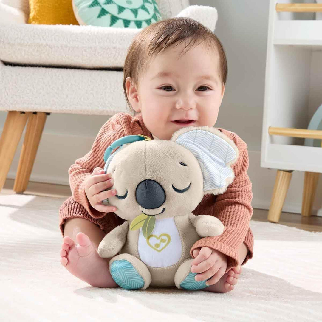 Fisher-Price Baby-Spielzeug für unterwegs Koala-Spieluhr, Plüsch-Spieluhr mit weissem Rauschen und M