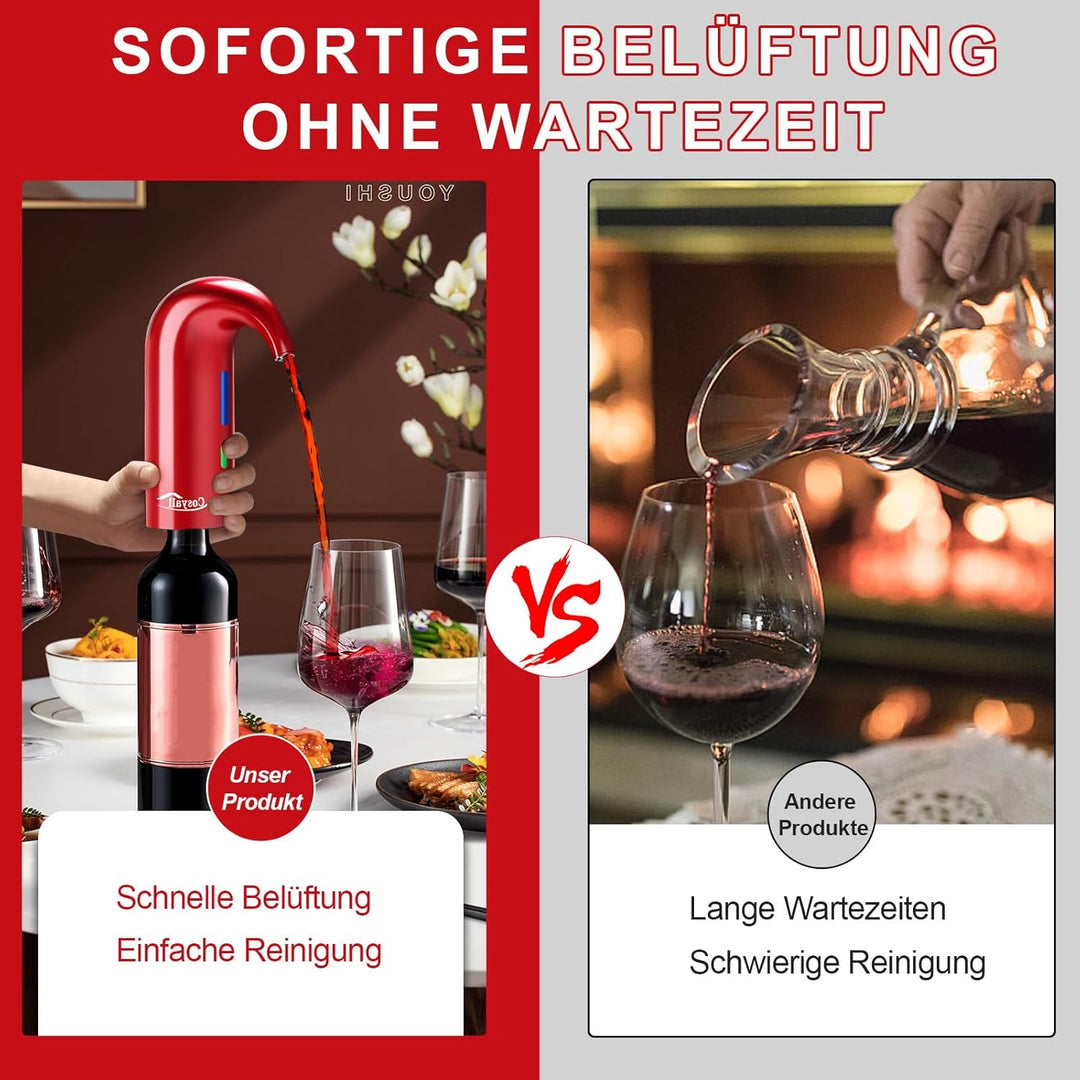 Tragbarer USB wiederaufladbarer elektrischer Weinbelüfter Dekanter, Ein-Knopf automatischer Weinspen
