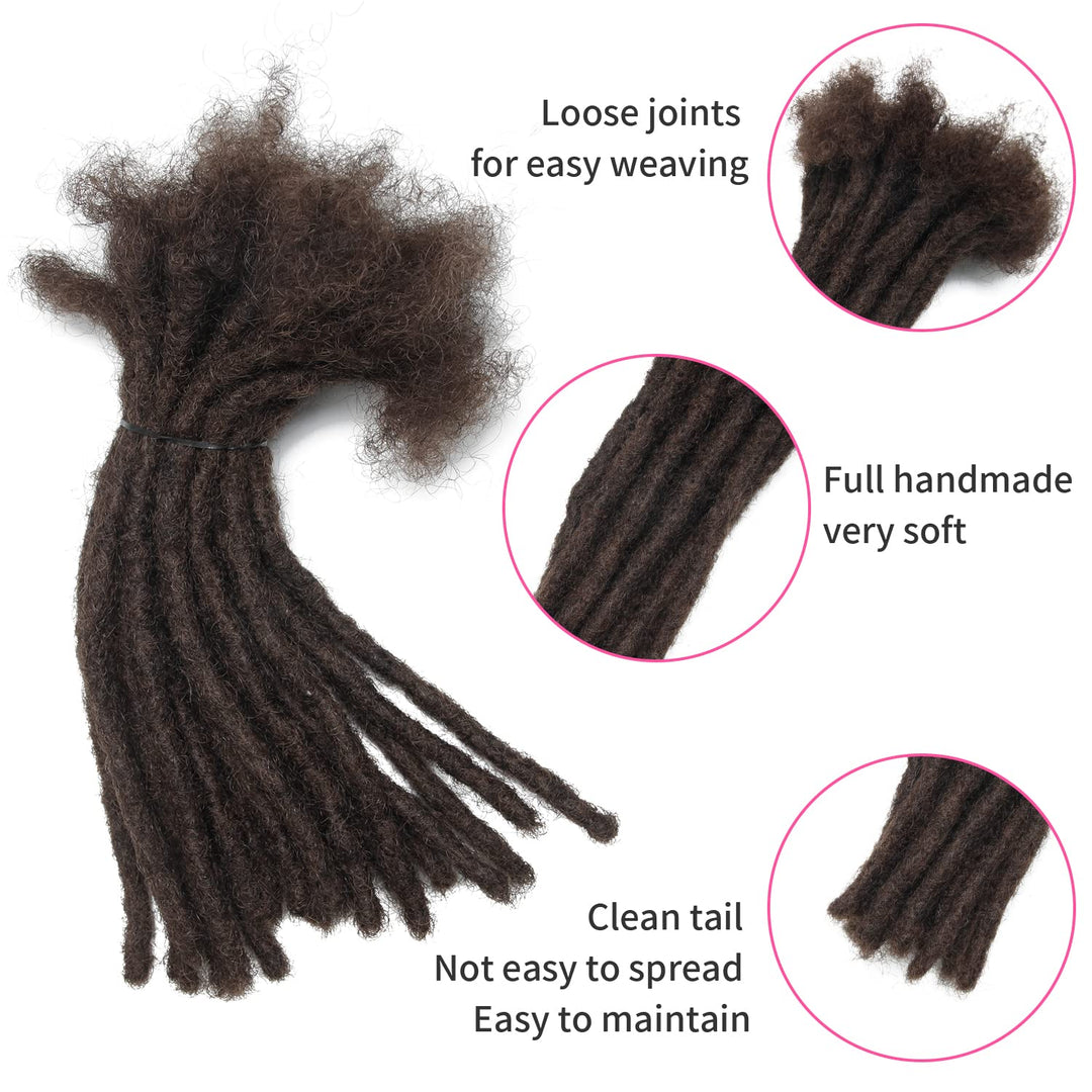 Echthaar Dreadlock Extensions 20 Stränge Handgemachte Crochet Echthaar Loc Extensions (8 Zoll, Breit
