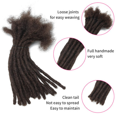 Echthaar Dreadlock Extensions 20 Stränge Handgemachte Crochet Echthaar Loc Extensions (8 Zoll, Breit