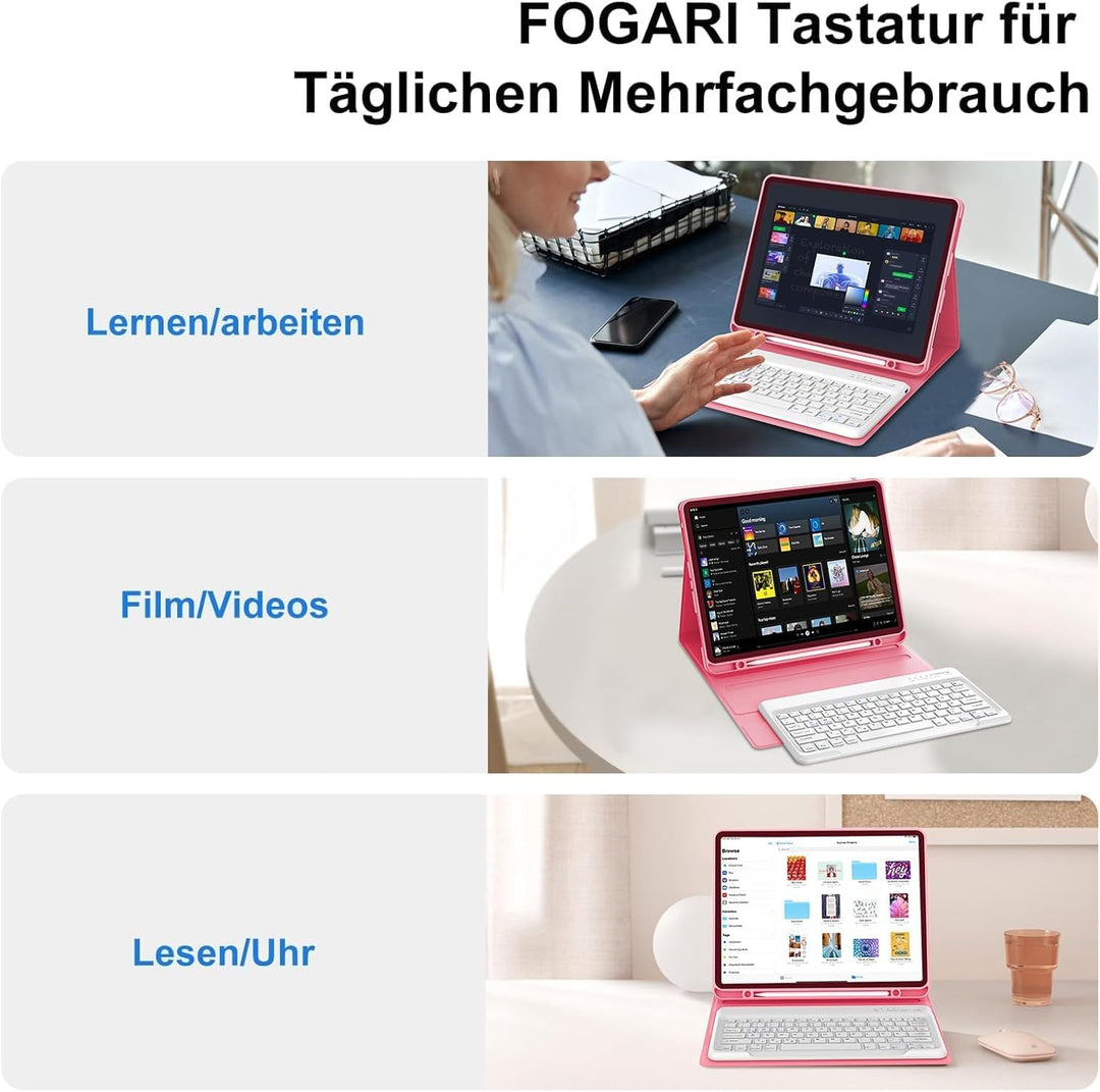 Hülle mit Tastatur für iPad Pro 12.9 Zoll (6. / 5. / 4. / 3. Generation), Deutsches QWERTZ Layout, M