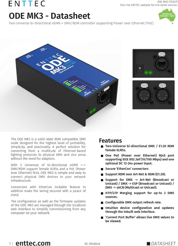 Enttec ODE Mk3 - DMX Steuersoftware