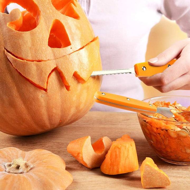 D-FantiX Halloween Kürbis Schnitzset, 13 Stück Professionelles Edelstahl DIY Kürbis Schnitzwerkzeug