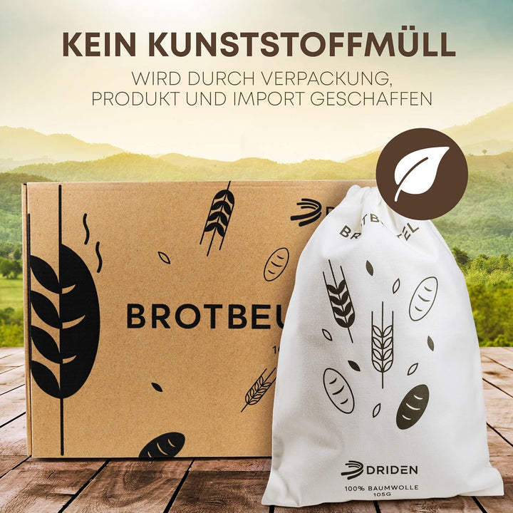 Brotbeutel XL [3er Set] 100% Natur Baumwolle - Brotsack für frische Brötchen & Grosseinkäufe - Hohe