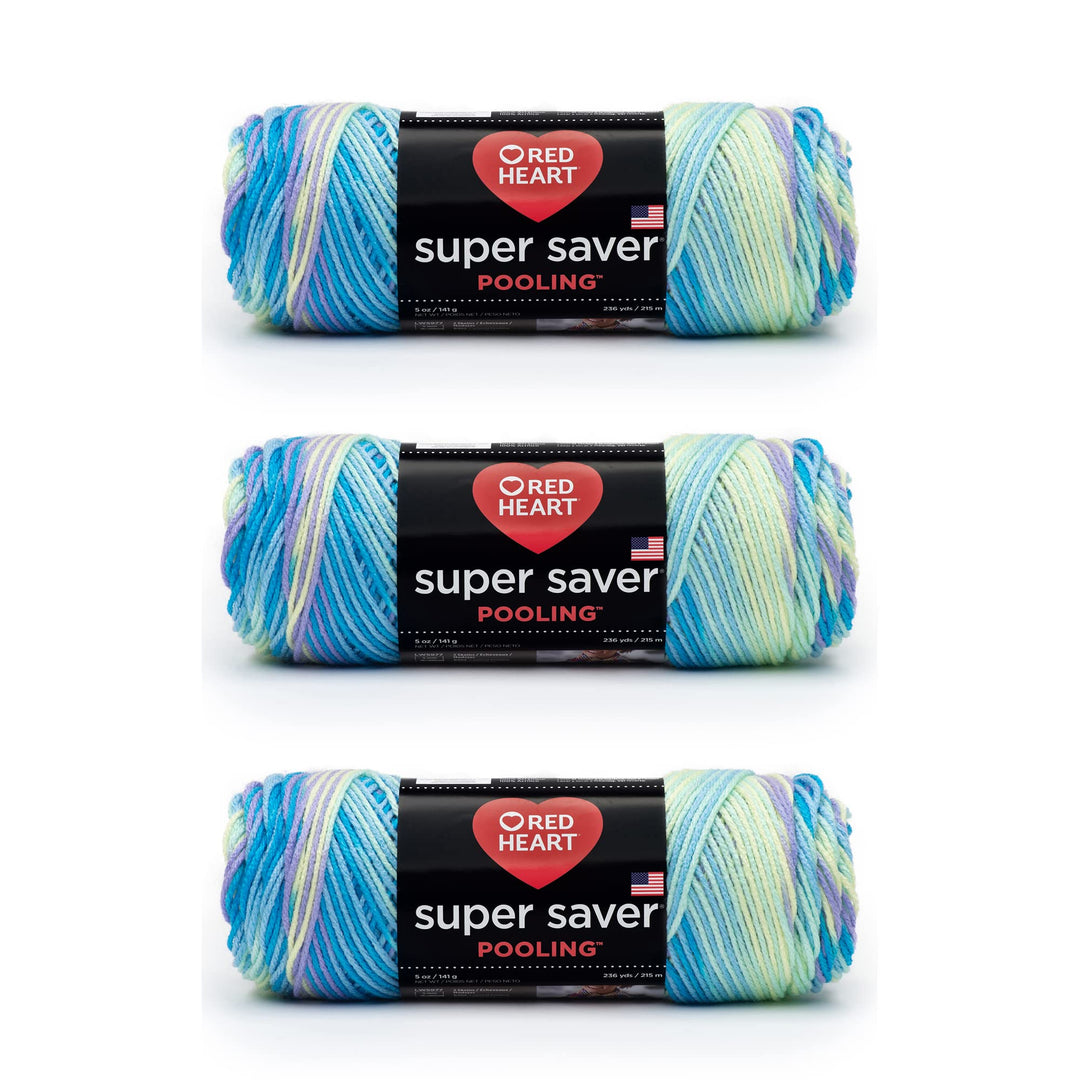 Red Heart Super Saver Garn, 3er-Pack, Stillwater 3 Stück 3 Pack Stillwasser, 3 Pack Stillwasser