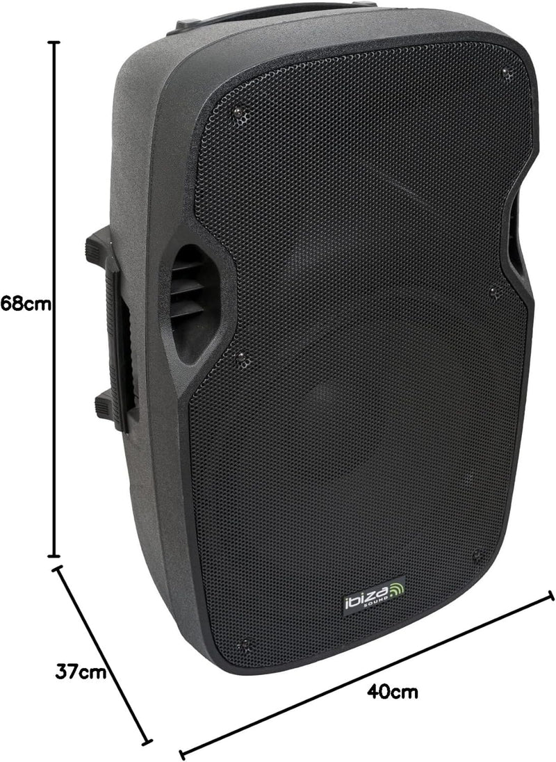 Ibiza - XTK15A - Plug & Play Aktiv-Lautsprechersystem 15"/38cm mit 600W RMS Belastbarkeit - Kompress