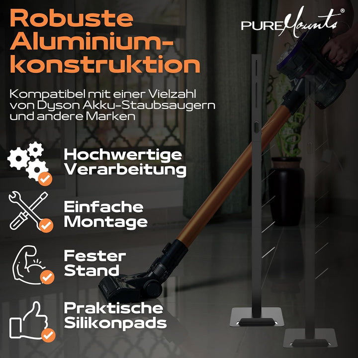 PureMounts Staubsauger Ständer Halterung universal kompatibel mit Dyson V6, V7, V8, V10, V11, V12, V