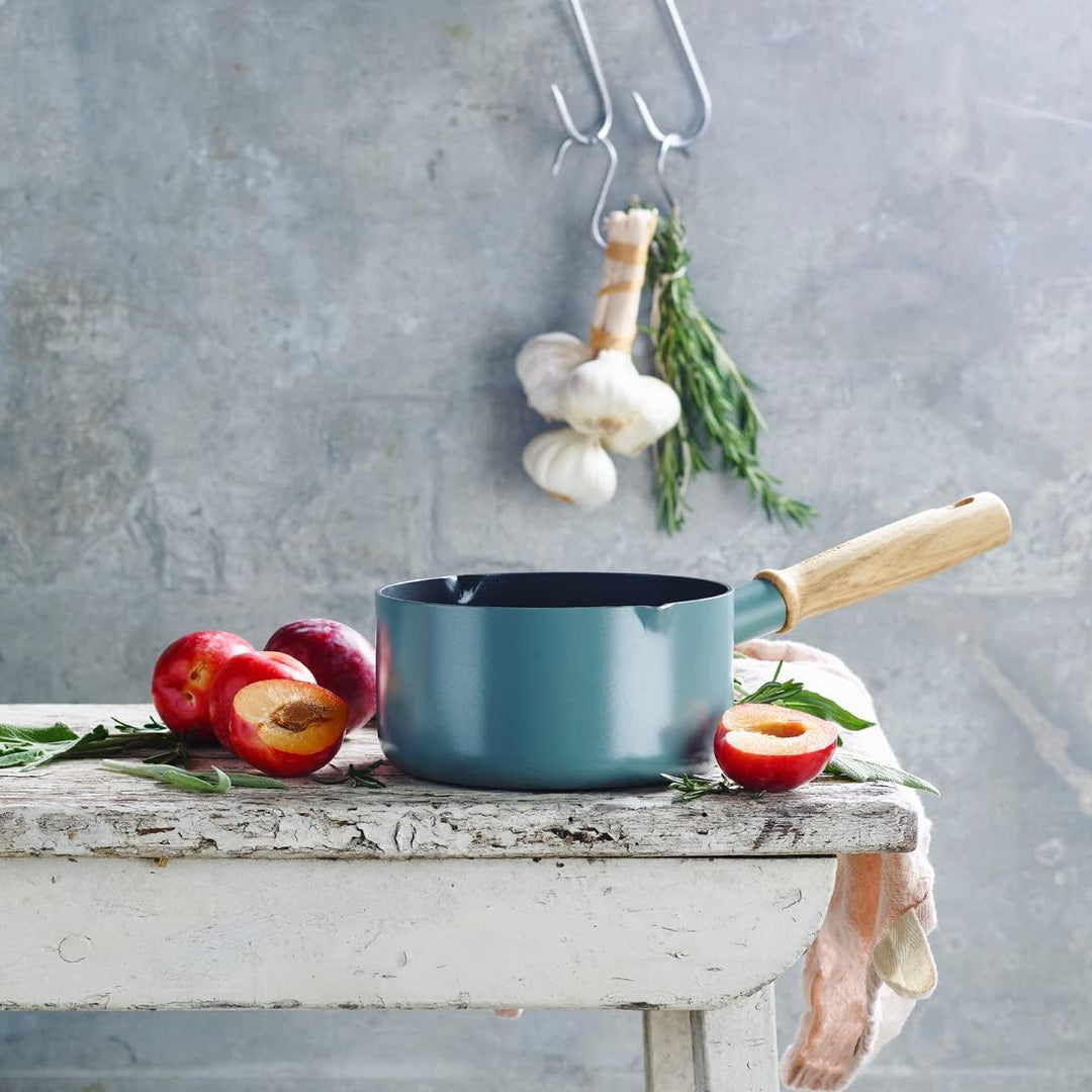 GreenPan Mayflower Gesunde keramische Antihaft Stielkasserolle 16 cm/1,6 Liter mit Ausgiesser, Vinta