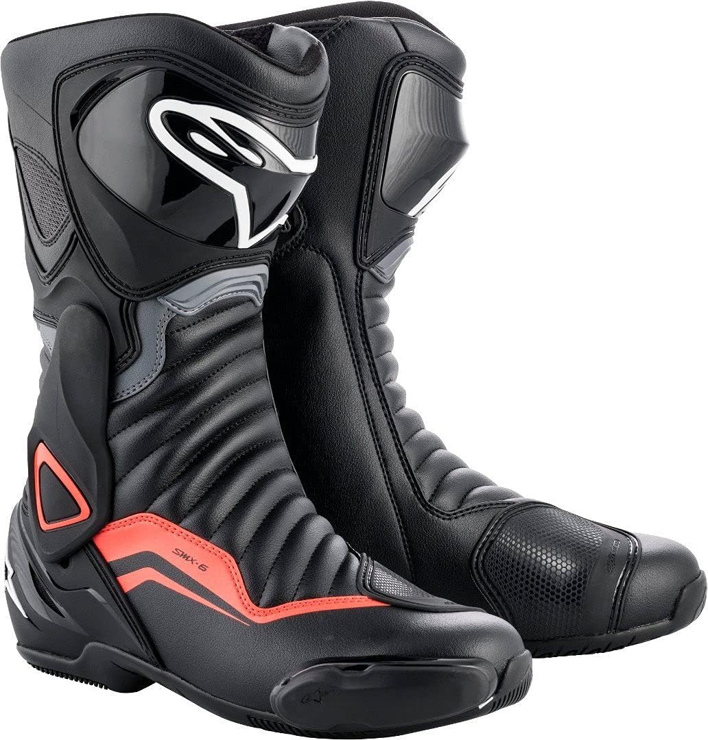 Alpinestars SMX 6 V2 sportliche Motorradstiefel 48 EU Schwarz Grau Rot, 48 EU Schwarz Grau Rot