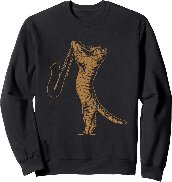 Katze spielt Saxophon spielende Katze Saxophonist Musiker Sweatshirt