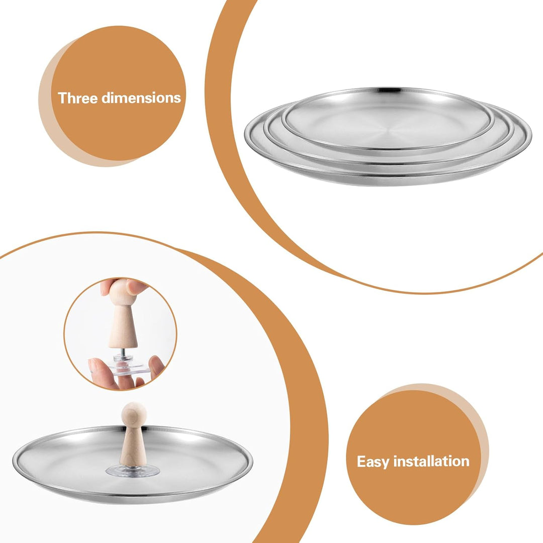 3 Sets Runde Töpferformen für Keramik mit Holzgriff & Edelstahlbasis (14/17/20 cm) Slump Formen Ton-