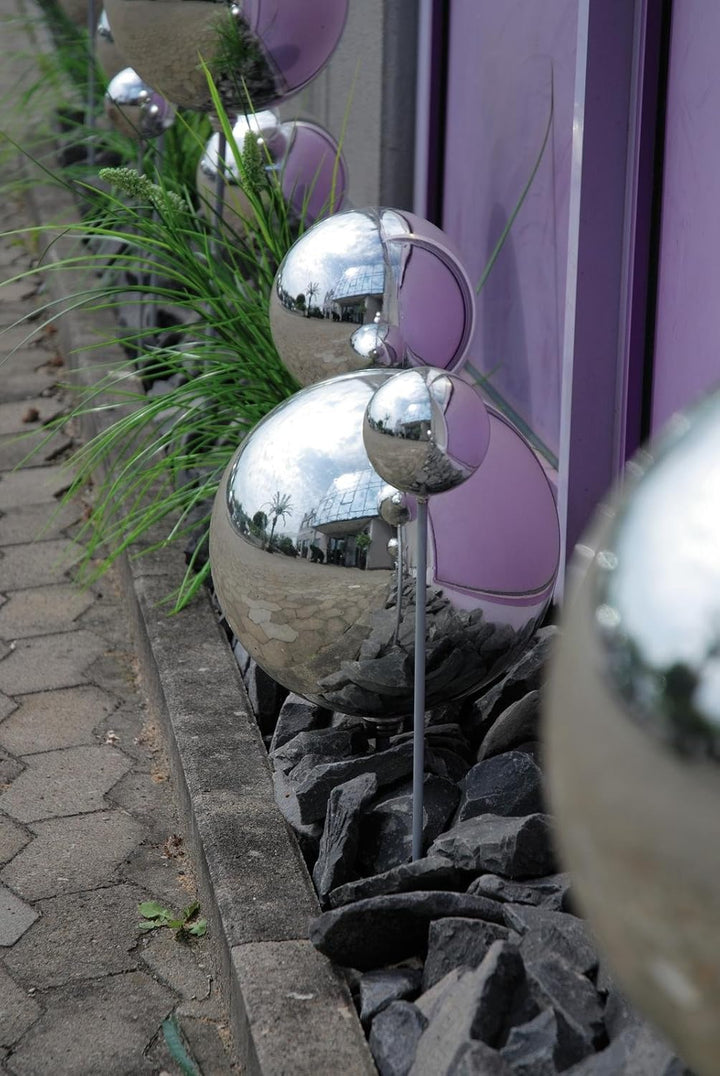 EUROPALMS Dekokugel 30cm, Silber | Deko-Kugel aus Kunststoff für Innen- und Aussendekoration