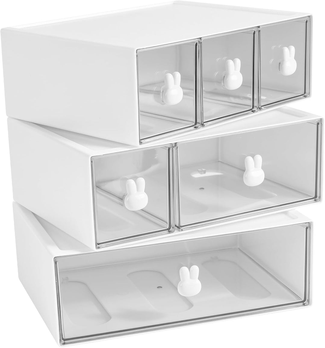 3-teilig Tee Organizer, 23x17x8cm Weiss Kunststoff mit Schubladen Schubladen Box Teebox, Teebeutel A