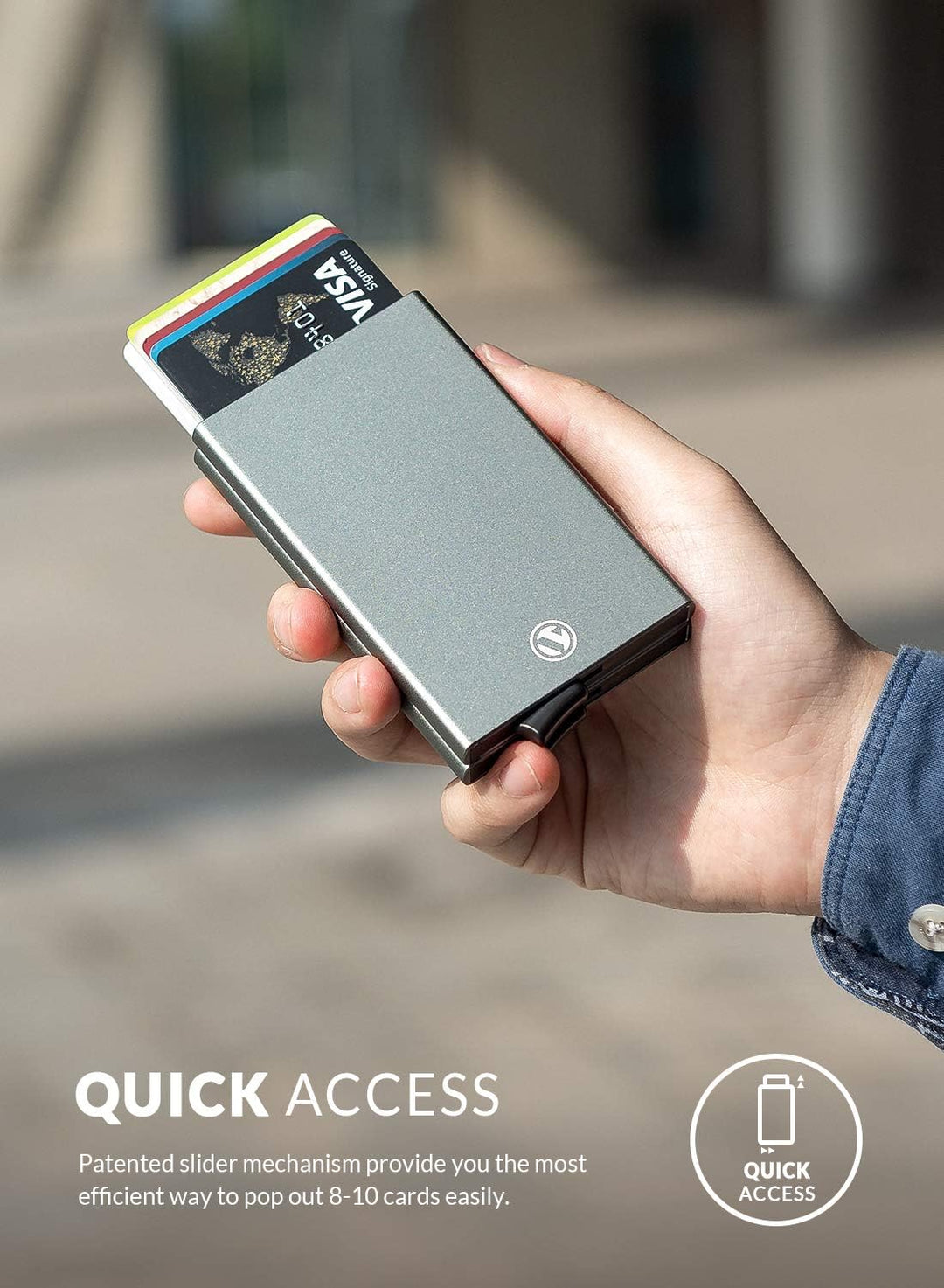 VULKIT Kartenetui Metall mit RFID NFC Schutz Karten Geldbörse Herren Geldbeutel Doppelt Karten Etui