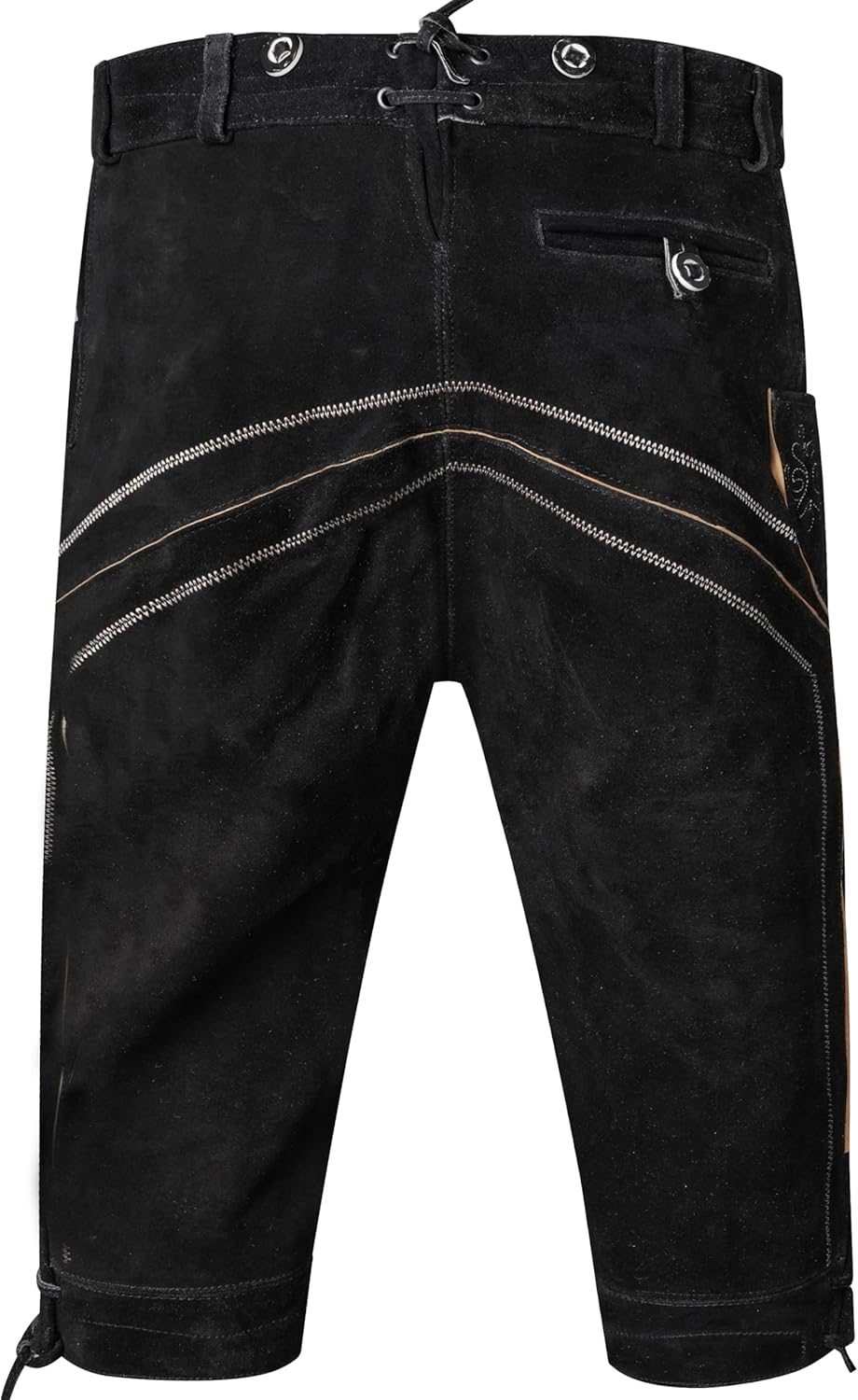 Herren Trachten Lederhose Kniebund mit Träger Rindvelourleder Dunkelbraun - Trachtenlederhose Herren