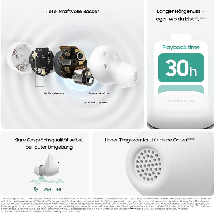 Samsung Galaxy Buds FE Kabellose Bluetooth-Kopfhörer, Active Noise Cancelling (ANC), Komfortable Pas