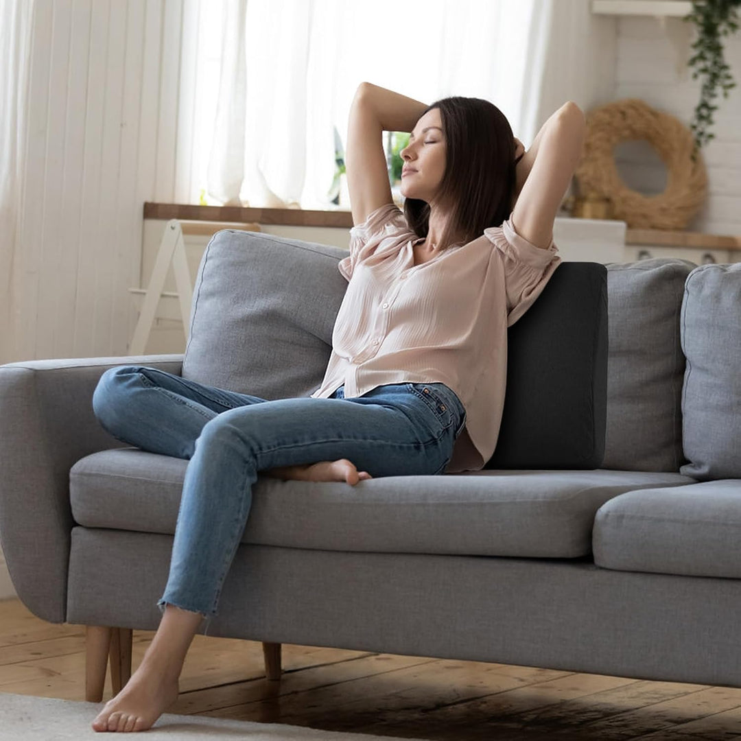 GOFORIT Ergonomisches Rückenkissen für Sofa &amp; Sessel - Zweilagiges Memory-Schaum Lendenkissen mit fe