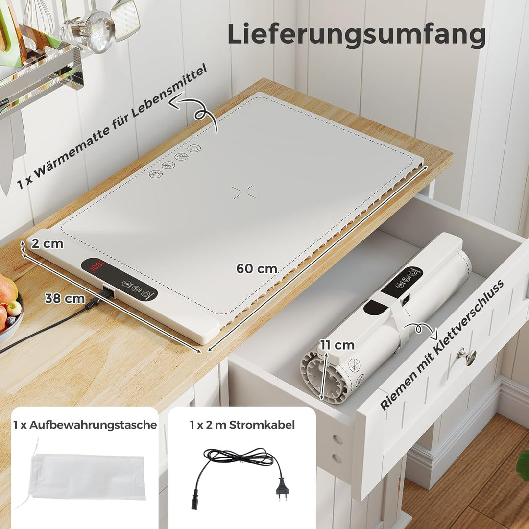 RELAX4LIFE Warmhalteplatte für Speisen, elektrische Wärmematte mit automatischer Abschaltung, Speise