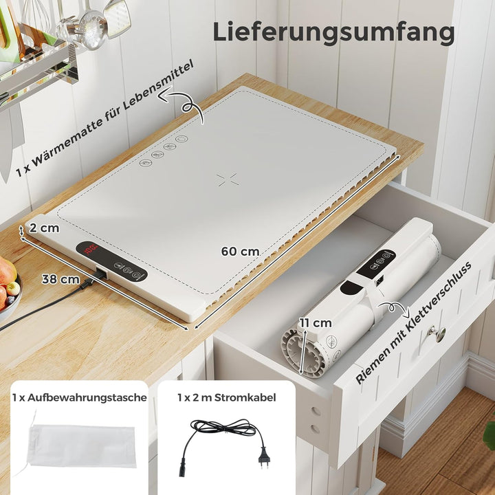 RELAX4LIFE Warmhalteplatte für Speisen, elektrische Wärmematte mit automatischer Abschaltung, Speise