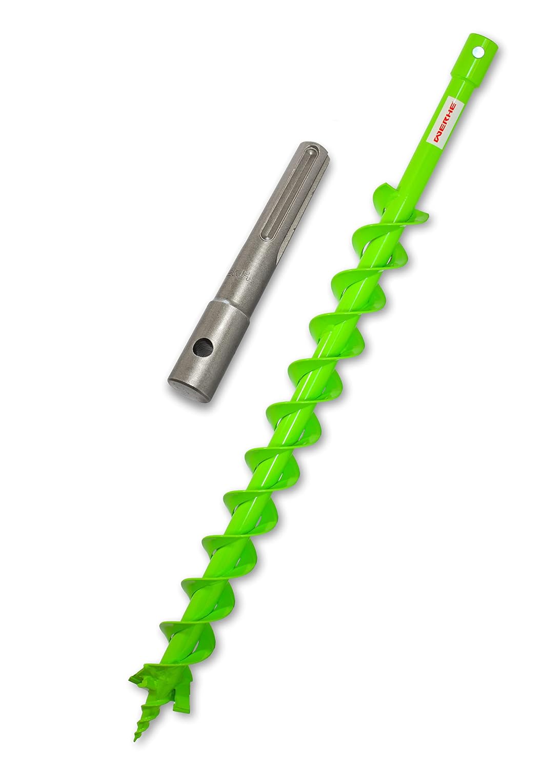 WERHE® Profi Bohrer VollStahl, Erdbohrer für bohrmaschine 60 mm Doppel-Welle extrem robust mit SDS M