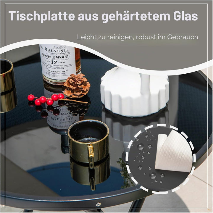 KOMFOTTEU Klappbarer Gartentisch, runder Balkontisch Ø 59 cm, Klapptisch mit Tischplatte aus gehärte