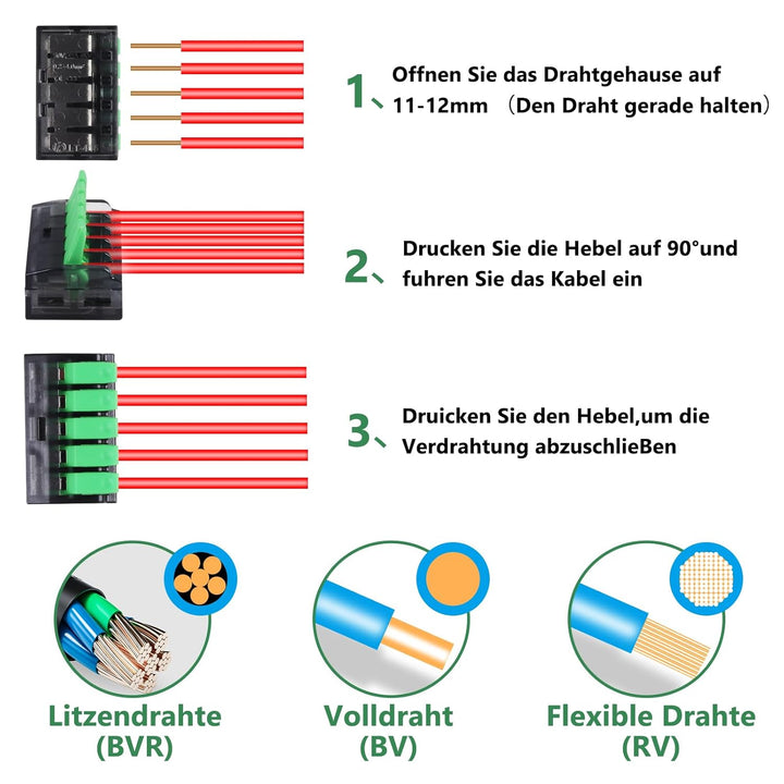 DOMAXWILL Kabelverbinder Kabelklemmen Elektro, 75 Stück klemmen elektro Verbindungsklemmen Klemme, 4
