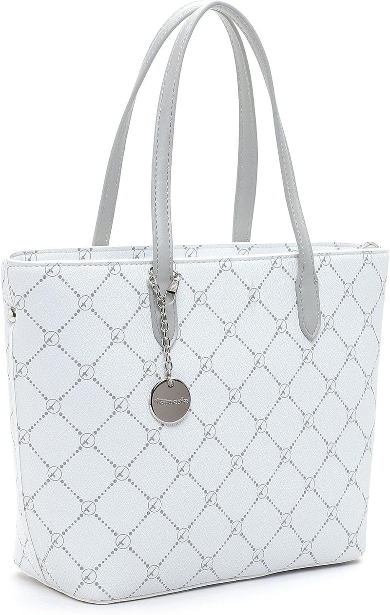 Tamaris Shopper Anastasia 30106 Damen Handtaschen Karo Einheitsgrösse White/Grey 308, Einheitsgrösse