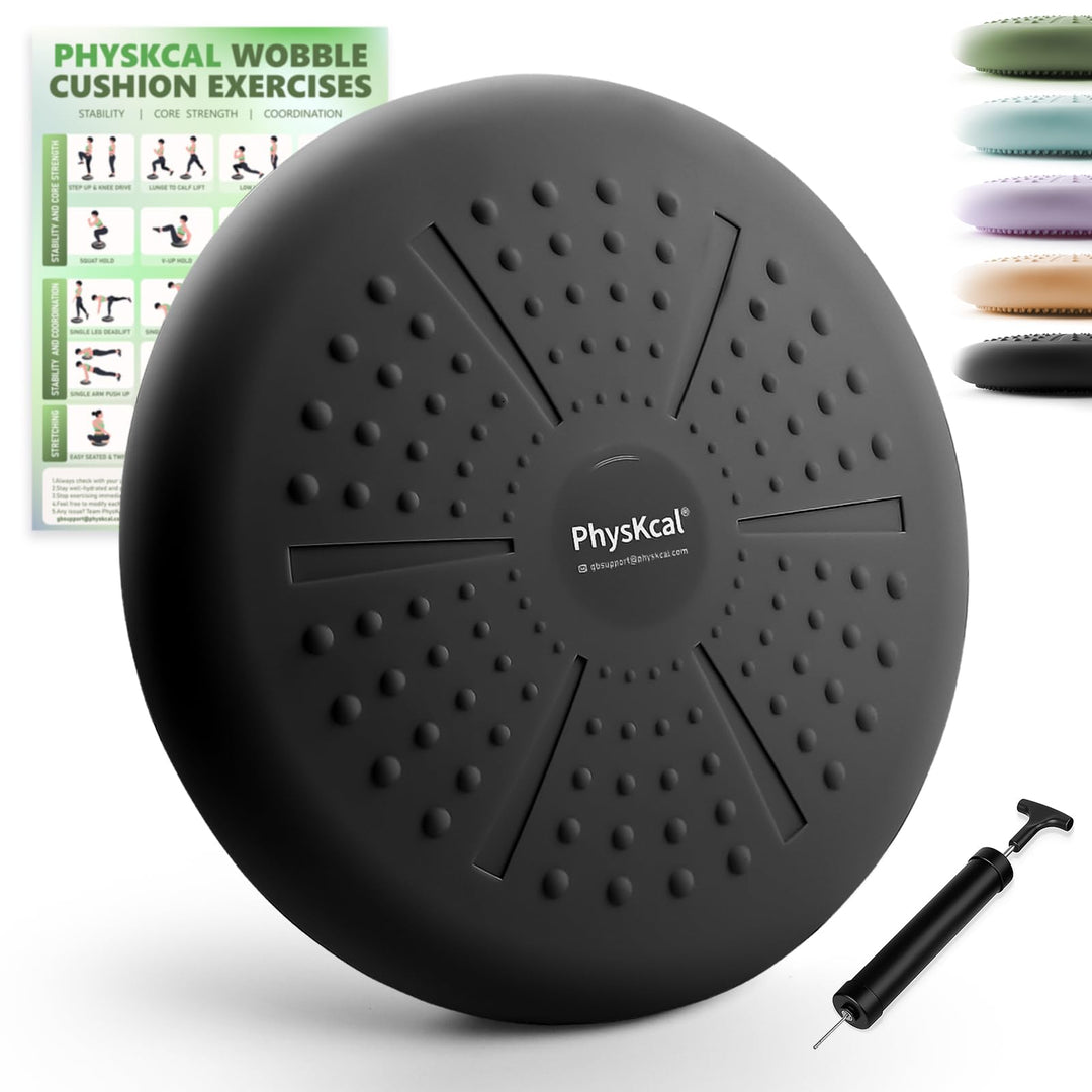 PhysKcal Balance Kissen Mit Pumpe, Comfy-Touch, 33cm Durchmesser, Wackel-Stabilitätskissen für Physi