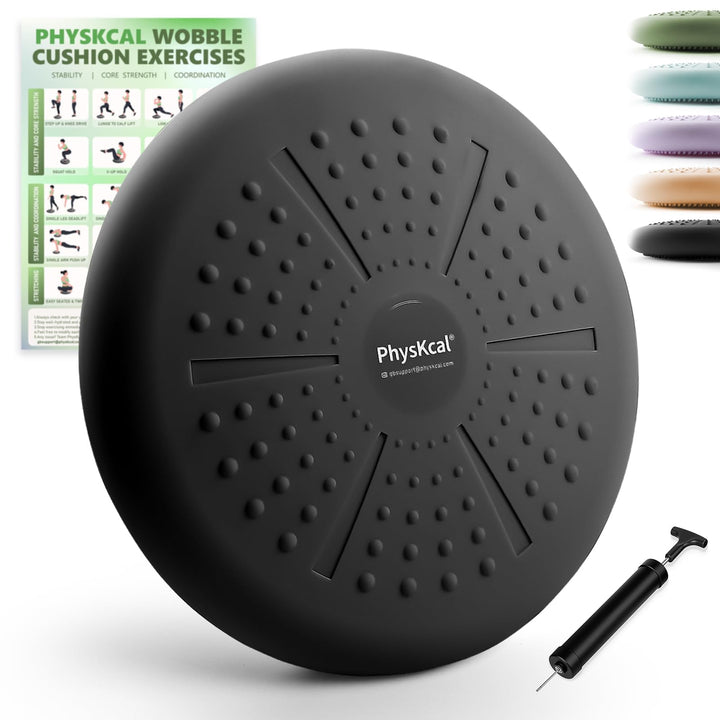 PhysKcal Balance Kissen Mit Pumpe, Comfy-Touch, 33cm Durchmesser, Wackel-Stabilitätskissen für Physi