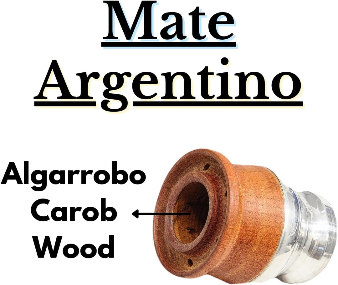 Mate für Yerba Mate Argentino, Mattes Johannisbrotholz und Edelstahl, matter Kürbis mit Glühbirne, m
