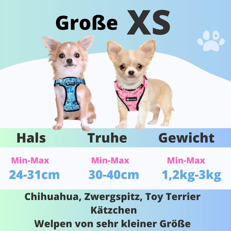 Hundegeschirr für kleine Hunde Chihuahua Welpen,Kätzchen (1,2-3kg). Verstellbares Geschirr für sehr