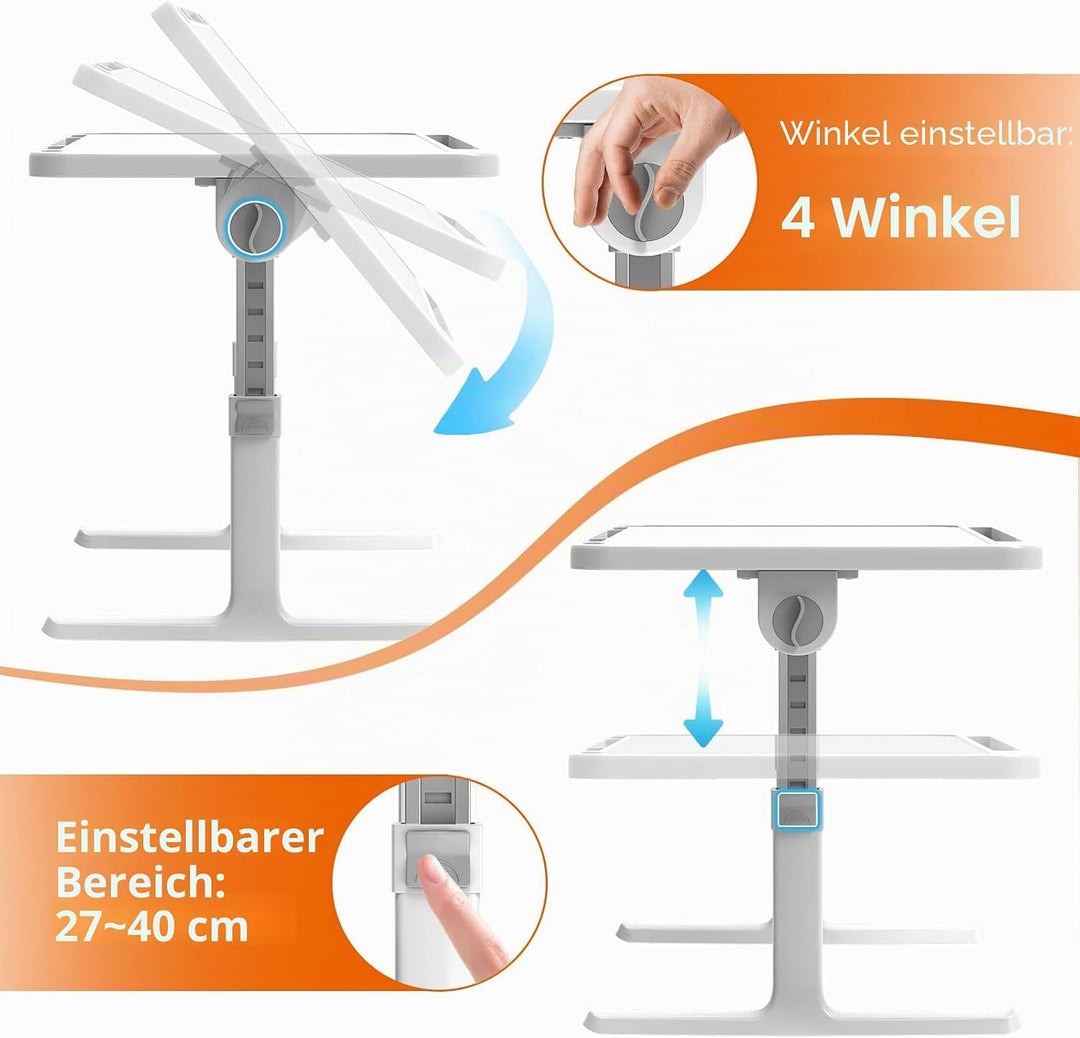 Huracan Laptoptisch Klappbarer, Laptop Betttisch, Tragbares Lapdesk mit 5-Höhenverstellbar und Winke