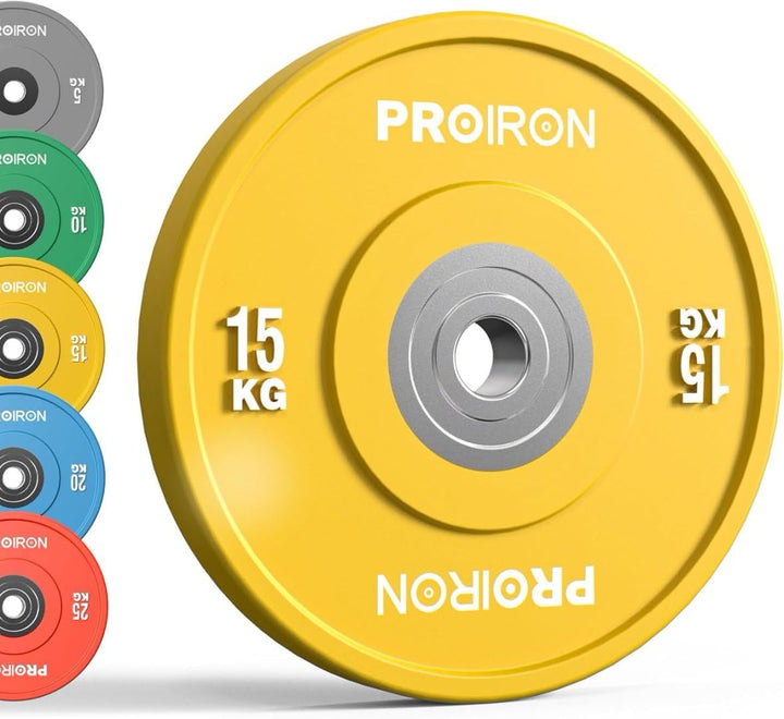 PROIRON Hantelscheiben, Olympic Bumper Plates 50mm, 5-25kg, Hartgummi, Hanteln Gewichtsscheiben nach