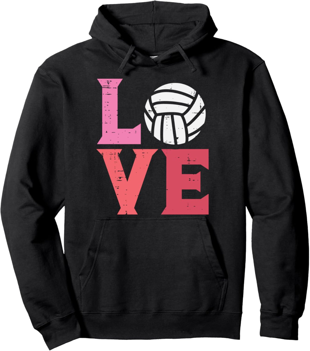 Pink Love Volleyball Cute Sports Coach Player Men Women Kids Pullover Hoodie