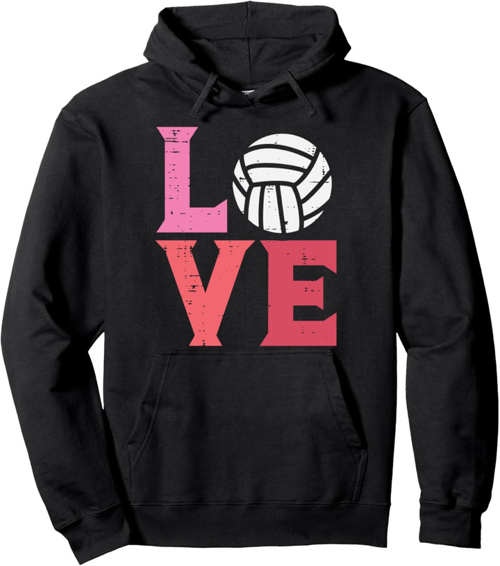 Pink Love Volleyball Cute Sports Coach Player Men Women Kids Pullover Hoodie