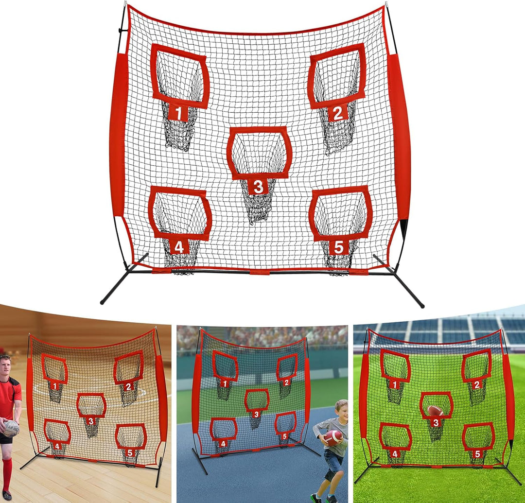 Rugby Wurfnetz, Rugby Wurfnetz mit 5 Zieltaschen, Fussballtrainer-Wurfnetz, Trainings-Wurfziel-Übung