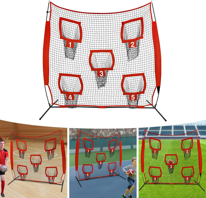 Rugby Wurfnetz, Rugby Wurfnetz mit 5 Zieltaschen, Fussballtrainer-Wurfnetz, Trainings-Wurfziel-Übung