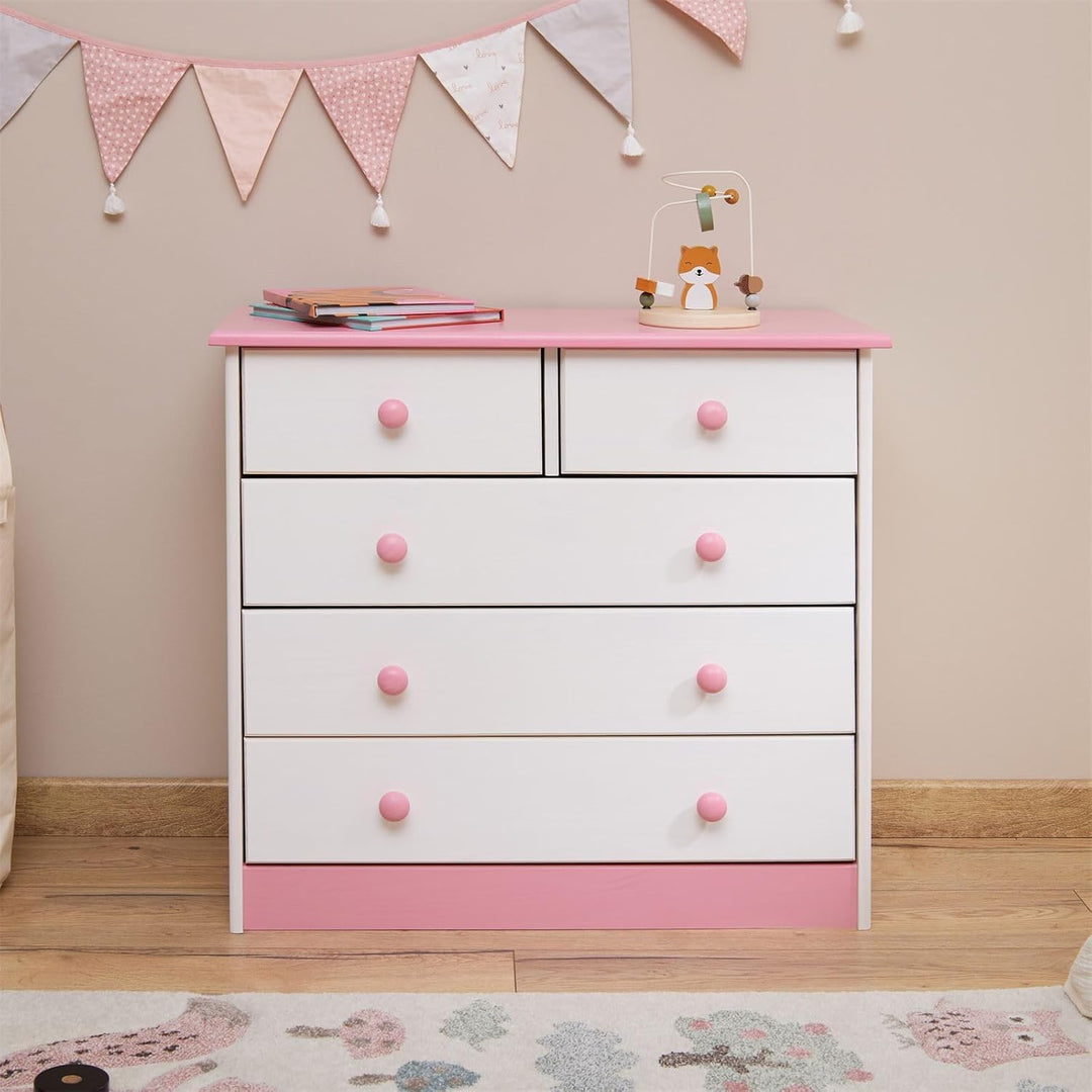 IDIMEX Kommode Rondo, schöne Anrichte mit 5 Schubladen, praktisches Sideboard aus massiver Kiefer in
