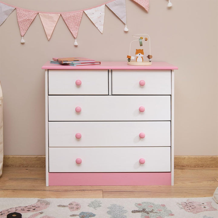 IDIMEX Kommode Rondo, schöne Anrichte mit 5 Schubladen, praktisches Sideboard aus massiver Kiefer in