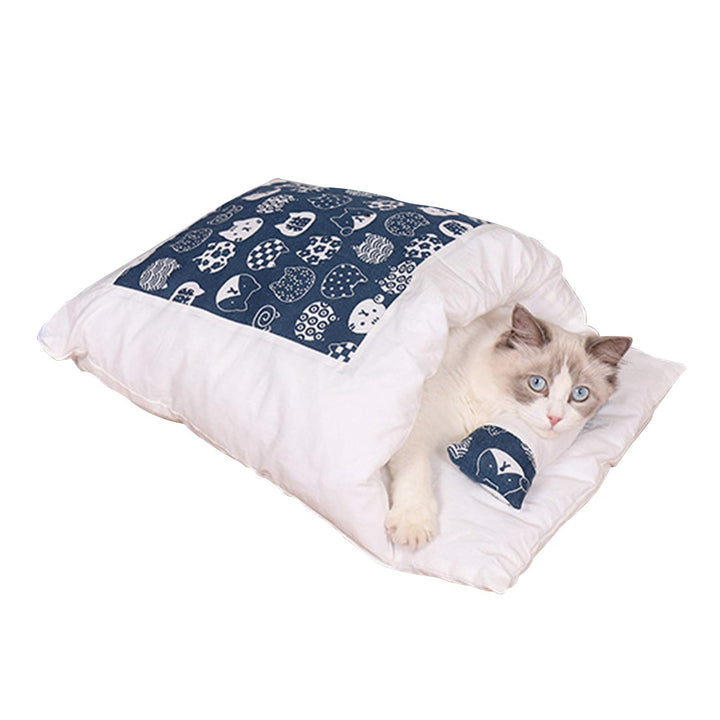 An-self Katzenschlafsack Katzenbett Winter Geschlossen Abnehmbare Katzenhöhle Warm Kuschelsack für K