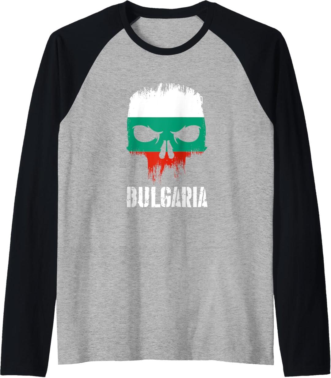 Bulgaria Flag Skull Bulgarian Pride Patriotic Raglan