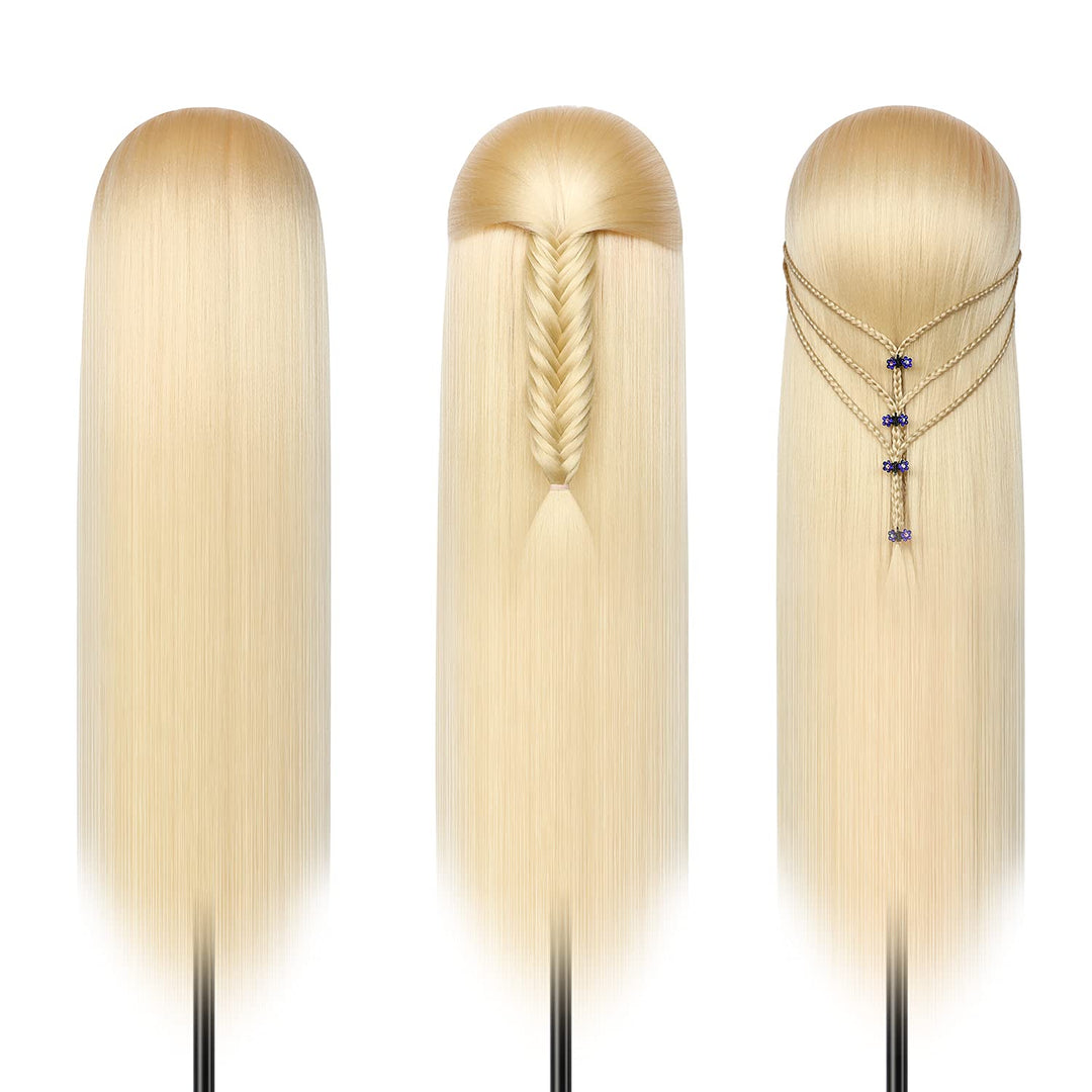 Trainingsköpfe, 28 inch Übungskopf Frisierkopf Friseur 100% Synthetikfaser-Haar Styling Kopf Frisier