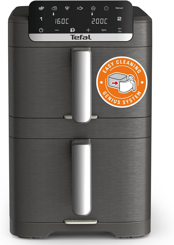 Tefal Easy Fry Crispy Stack Doppelkammer-Heissluftfritteuse, 6 Programme + manueller Modus, bis zu 4