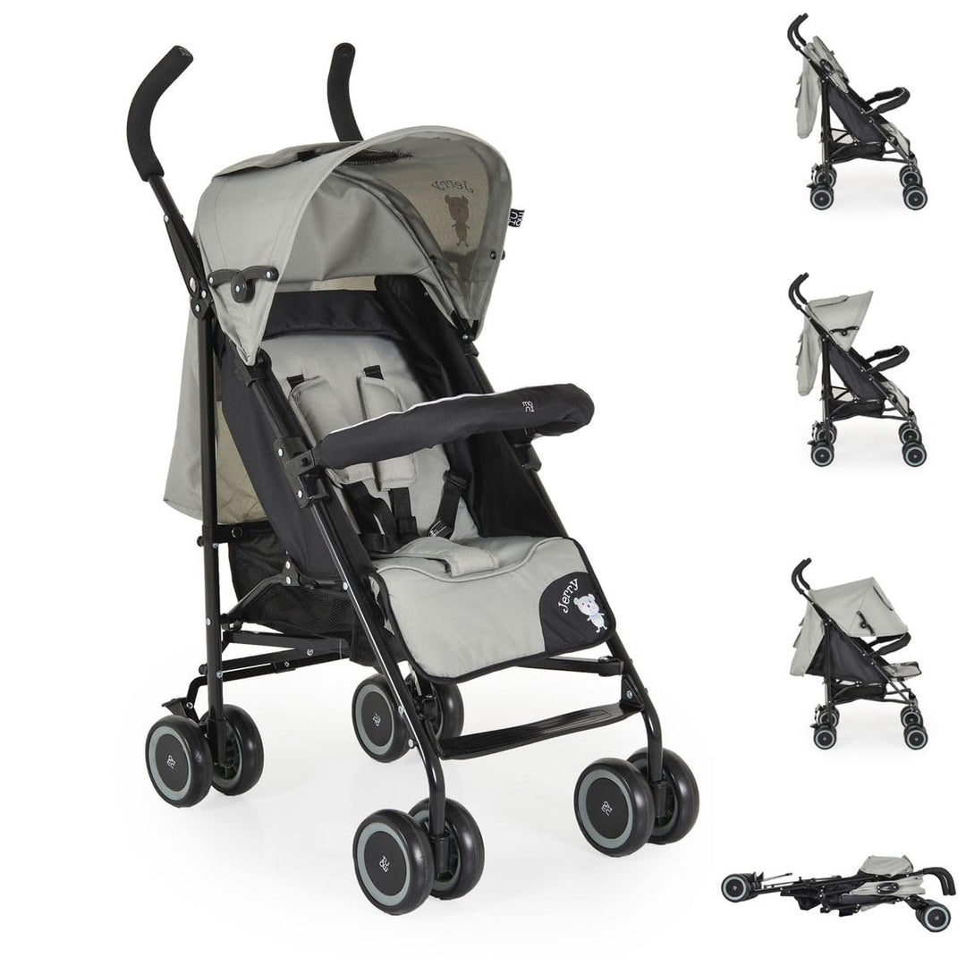 Moni Kinderwagen, Buggy Jerry, Sonnendach, schwenkbare Vorderräder, EVA-Räder schwarz hellgrün, schw