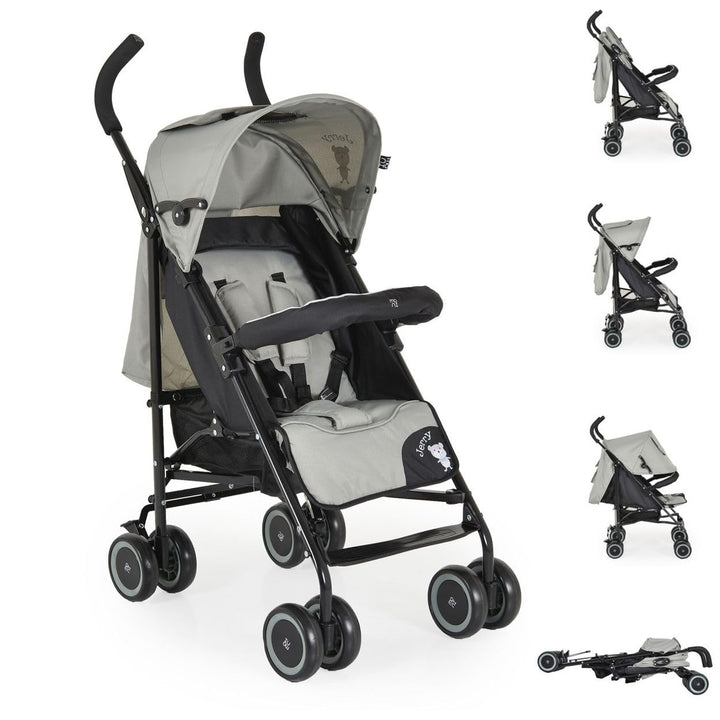 Moni Kinderwagen, Buggy Jerry, Sonnendach, schwenkbare Vorderräder, EVA-Räder schwarz hellgrün, schw