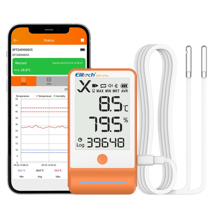 Elitech GSP-6 Temperatur Datenlogger Temperatur Luftfeuchtigkeits Datenlogger 16000 Punkte Aufnahmek