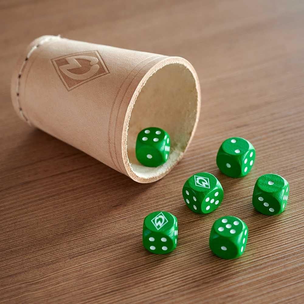 Werder Bremen SV Würfelbecher Set mit 6 Würfeln, Würfelspiel, Knobelbecher - Plus Lesezeichen I Love