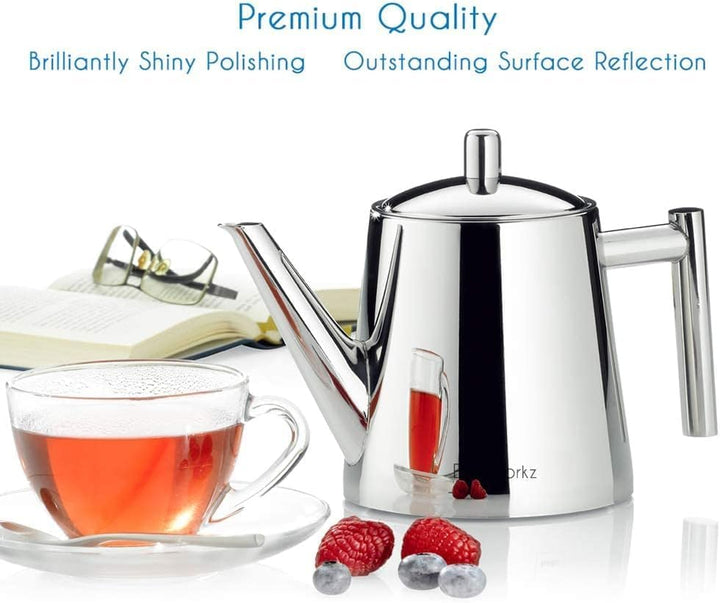 Easyworkz Teekanne mit Siebeinsatz 800ml Edelstahl,Teebereiter für alle Früchte, Kräuter- und Infusi